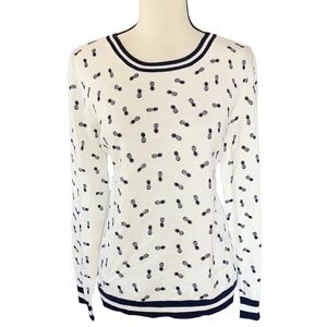 J. Crew Factory Pineapple Fine Knit Cotton Crewneck Sweater Style L3524 Size L